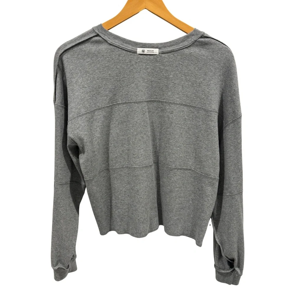 ’47 Ole Miss Cropped Waffle Knit Thermal Long Sleeve Top M Game Day Rebels - Picture 4 of 9